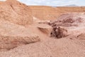 Deep crack in the rock leading down to a Hidden Lake near the Timna park,surrounded by mountains near Eilat city, Arava Valley, Royalty Free Stock Photo