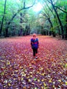 Deep czech autumn in forest with czech girl