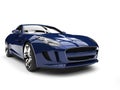 Deep dark blue fast luxury sports car - front closeup shot Royalty Free Stock Photo