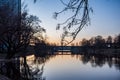 deep dark forest lake with reflections of trees and green foliage Royalty Free Stock Photo