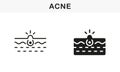 Deep Dirty Pore, Skin Problem Symbol Collection. Skin Acne, Blackhead, Comedo Line and Silhouette Black Icon Set. Pimple