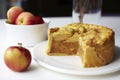 Deep-dish apple pie with apples Royalty Free Stock Photo
