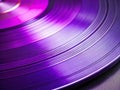 A Deep Dive into Abstract Music Exploring the Minimalist Elegance of a Purple Vinyl Record Label Royalty Free Stock Photo
