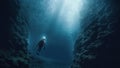 Deep Dive Exploring the Dark Depths of the Inky Blue Ocean - Generative AI
