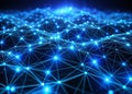 A Deep Dive into a Futuristic Blue Network Abstract Digital Landscape with Interconnected Glowing Nodes Lines and a