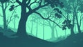 Deep, enchanted forest with intertwined trees, mystical wilderness, vector design Generative AI Royalty Free Stock Photo