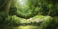 Deep Forest. Fantasy Backdrop. Concept Art. Realistic Illustration