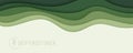 Deep forest green waves, paper art banner