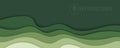 Deep forest green waves, paper art banner