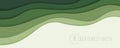 Deep forest green waves, paper art banner