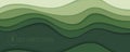 Deep forest green waves, paper art banner