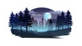 Deep Forest at Night with Misty Glow Vector, vector design Generative AI Royalty Free Stock Photo
