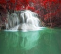 Deep forest waterfall in autumn scene at Huay Mae Kamin waterfall National Park Kanjanaburi Thailand Royalty Free Stock Photo