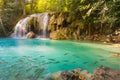 Deep forest waterfall at Erawan waterfall locate in National Park Kanjanaburi Royalty Free Stock Photo