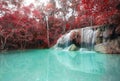 Deep forest waterfall at Erawan waterfall National Park Kanchanaburi Thailand Royalty Free Stock Photo