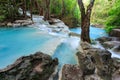 Deep forest waterfall at Erawan waterfall National Park Kanjanaburi Thailand