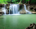 Deep forest waterfall in Huay Mae Kamin Kanjanaburi Thailand