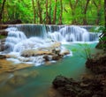 Deep forest Waterfall, Kanchanaburi, Thailand Royalty Free Stock Photo