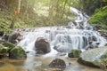Deep forest waterfall National Park in Lampang Thailand Royalty Free Stock Photo