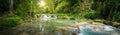 Deep forest waterfall National Park. Panoramic view Royalty Free Stock Photo