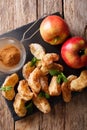 Deep-fried apples with cinnamon and sugar close-up. vertical top Royalty Free Stock Photo