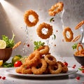 Deep fried battered squid rings calamari