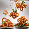 Deep fried battered squid rings calamari