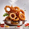 Deep fried battered squid rings calamari