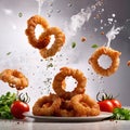 Deep fried battered squid rings calamari