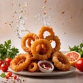 Deep fried battered squid rings calamari