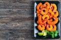 Deep fried breaded shrimps on black plate Royalty Free Stock Photo