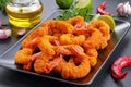 Deep fried breaded shrimps on plate Royalty Free Stock Photo