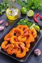 Deep fried breaded shrimps on plate Royalty Free Stock Photo