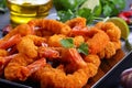 Deep fried breaded shrimps on plate Royalty Free Stock Photo