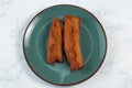 deep fried brinjal pakora or beguni served in a dish isolated on background top view of Indian and bengali food