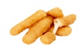 Deep fried cheese sticks on white isolated background