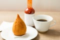 Coxinha is a deep fried food, traditional in Brazil. Snack, pepp