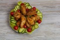 Deep fried chicken wings with crispy crust in flour Royalty Free Stock Photo