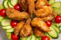 Deep fried chicken wings with crispy crust in flour Royalty Free Stock Photo