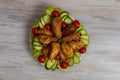 Deep fried chicken wings with crispy crust in flour Royalty Free Stock Photo