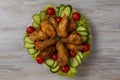 Deep fried chicken wings with crispy crust in flour Royalty Free Stock Photo