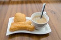 Deep-fried doughstick and coffee ,Thai breakfast