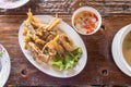 Deep fried fish with spicy sauce (Thai food). Royalty Free Stock Photo