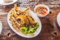 Deep fried fish with spicy sauce (Thai food). Royalty Free Stock Photo