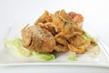 Deep fried freshwater red whole tilapia fish
