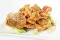 Deep fried freshwater red whole tilapia fish