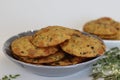 Deep fried Indian flat bread made of whole wheat flour, cooked lentils and moringa leaves and spices Royalty Free Stock Photo