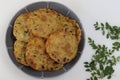 Deep fried Indian flat bread made of whole wheat flour, cooked lentils and moringa leaves and spices Royalty Free Stock Photo