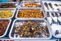 Deep fried insects weird food at Khao San Road Bangkok Royalty Free Stock Photo