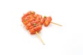 Deep fried Korean rice cake Tteokbokki skewered with spicy sauce Royalty Free Stock Photo